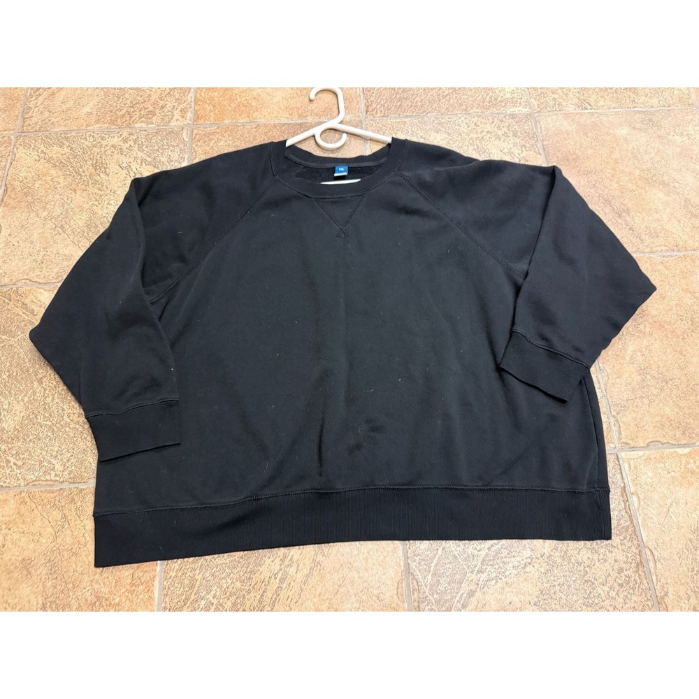 Old Navy Mens Black Crewneck Sweatshirt V-Stitch Raglan Pullover XXL
